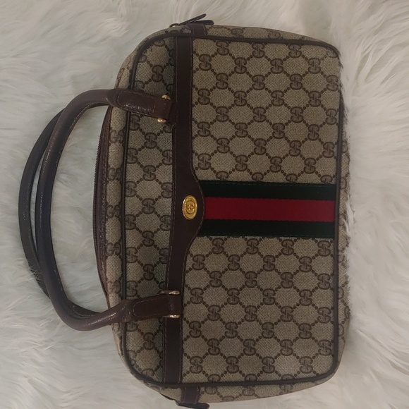 Authentic Vintage Gucci GG Monogram Supreme Sherry Web Ophidia Boston Shoulder - Picture 2 of 10